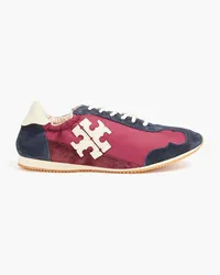 Tory Burch Appliquéd suede and shell sneakers - Purple Purple