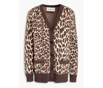Leopard-print jacquard-knit cardigan - Animal print