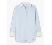 Oversized striped organic cotton-poplin shirt - Blue