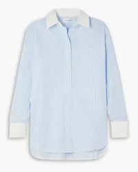 Victoria Beckham Oversized striped organic cotton-poplin shirt - Blue Blue