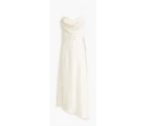 Alice Olivia - Kiyoko asymmetric draped satin-crepe midi dress - White