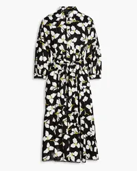 Diane von Furstenberg Luna floral-print cotton-jacquard midi shirt dress - Black Black