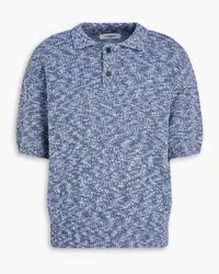 LE 17 SEPTEMBRE Marled cotton-blend polo shirt - Blue Blue