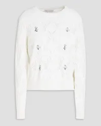 Autumn Cashmere Embroidered pointelle-knit cotton sweater - White White