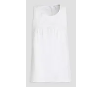 Gathered linen top - White