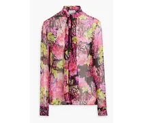 Versace Pussy-bow printed silk-chiffon blouse - Pink Pink