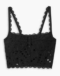 Charo Ruiz Tessa cropped broderie anglaise cotton-blend top - Black Black