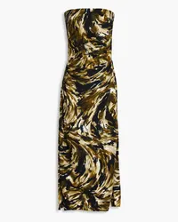 Proenza Schouler Strapless printed stretch-crepe maxi dress - Green Green