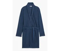 Striped cotton-terry bathrobe - Blue