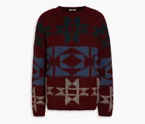 Garavani - Jacquard-knit wool-blend sweater - Burgundy