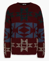 Valentino Garavani Jacquard-knit wool-blend sweater - Burgundy Burgundy