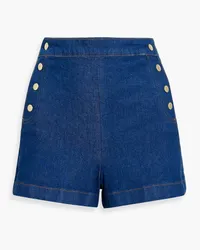 Frame Denim Snap-detailed denim shorts - Blue Blue