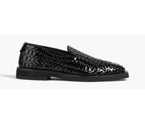 Woven patent-leather loafers - Black