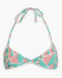 Emilio Pucci Printed triangle halterneck bikini top - Green Green