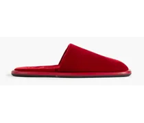 Monaco leather-trimmed velvet slippers - Burgundy