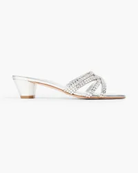 Gina Gabriella crystal-embellished metallic leather mules - Metallic Metallic