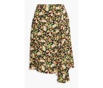 Draped floral-print crepe skirt - Yellow