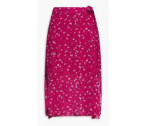 Lily floral-print georgette wrap skirt - Pink