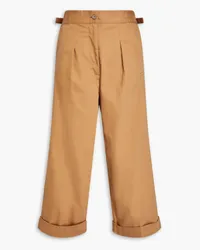 Acne Studios Cropped pleated cotton-twill wide-leg pants - Brown Brown