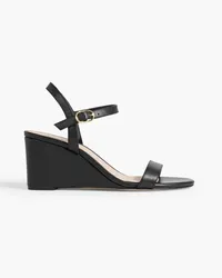 Stuart Weitzman Dancer 75 leather wedge sandals - Black Black