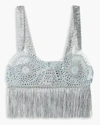 Stella McCartney Fringed crochet-knit bra top - Blue Blue