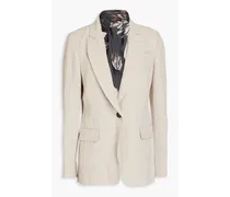 Bead-embellished linen blazer - Neutral