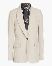 Brunello Cucinelli Bead-embellished linen blazer - Neutral Neutral