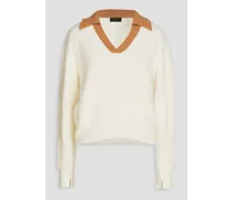 Pierce two-tone ribbed cashmere sweater - White