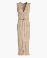 Temperley London Cindy embellished metallic ribbed-knit midi dress - Brown Brown