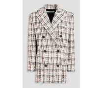 Marton double-breasted checked wool-blend bouclé-tweed coat - White