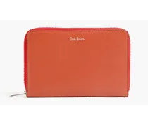 Color-block leather wallet - Orange