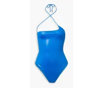 Coated halterneck swimsuit - Blue