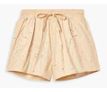 Painted cotton-poplin shorts - Neutral