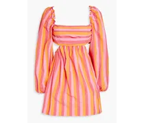 Mimi cutout striped cotton-blend poplin mini dress - Pink