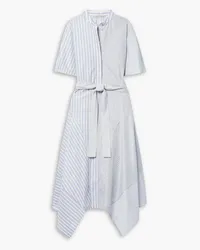 Stella McCartney Asymmetric striped cotton-poplin midi shirt dress - Blue Blue