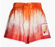 Tie-dyed silk-voile shorts - Orange