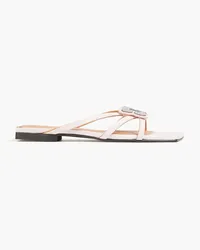 Ganni Embellished faux leather sandals - Pink Pink