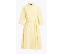 Broderie anglaise cotton shirt dress - Yellow
