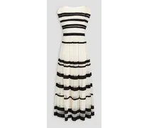 Striped point d'espirit maxi dress - White