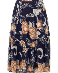 See by Chloé Floral-print silk and cotton-blend crepon skirt - Blue Blue