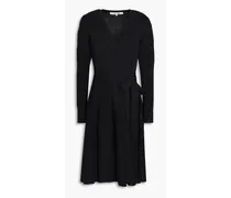 Kaja jacquard-knit wrap dress - Black