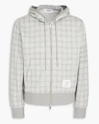 Thom Browne Checked jacquard-knit cotton hooded zip-up jacket - Gray Gray