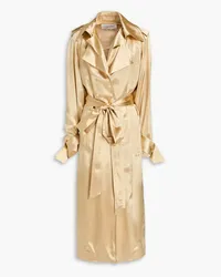 Victoria Beckham Satin-crepe trench coat - Yellow Yellow