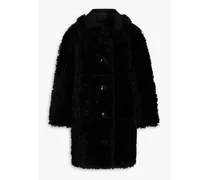 Samira quilted faux shearling coat - Black