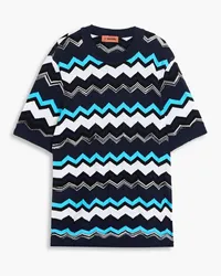 Missoni Crochet-knit cotton-blend T-shirt - Blue Blue