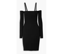 Jaida cold-shoulder ribbed stretch-cotton mini dress - Black