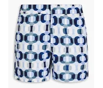 Short-length printed swim shorts - Blue