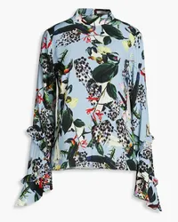 Erdem Louella printed crepe top - Blue Blue