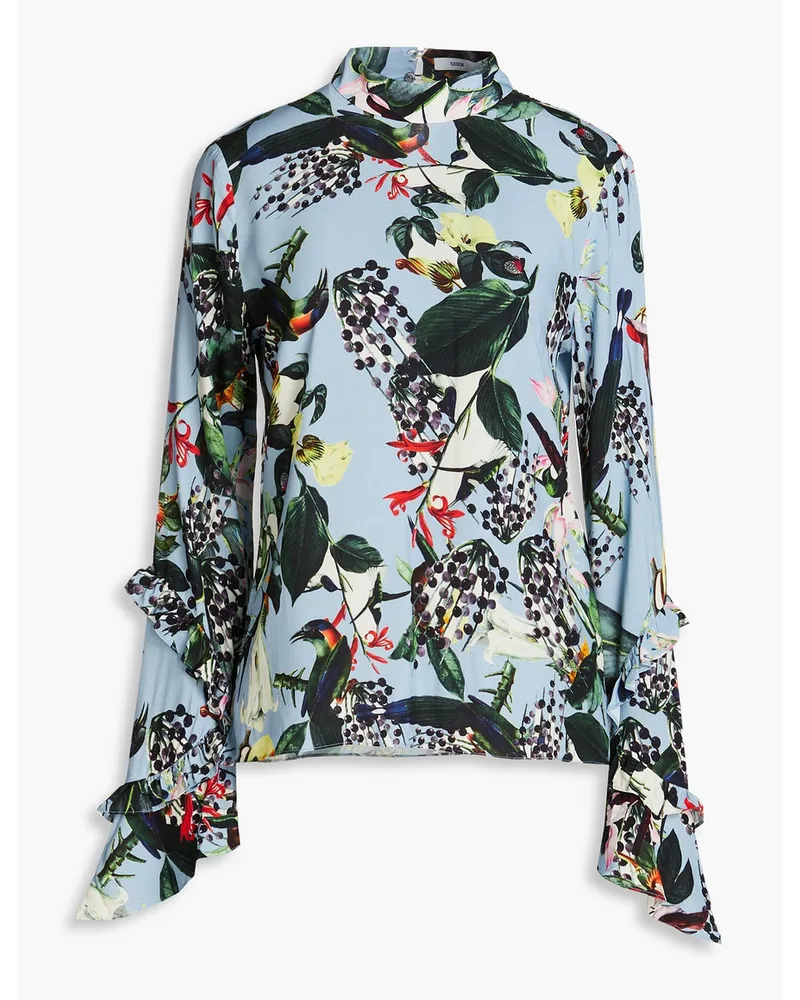 Erdem Louella printed crepe top - Blue Blue