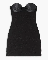 Leslie Amon Paloma strapless satin-trimmed popcorn jersey mini dress - Black Black